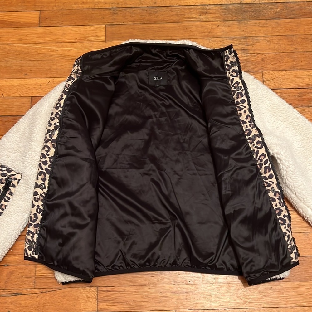 Rails Cream Teddy Jacket with Leopard Trim - Picture 8 of 16